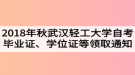 2018年秋季武漢輕工大學自考畢業(yè)證、學位證及學生檔案領(lǐng)取通知