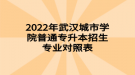 2022年武漢城市學(xué)院普通專升本招生專業(yè)對照表