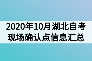 2020年10月湖北自考現場確認點信息匯總