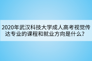 2020年武漢科技大學成人高考視覺傳達專業(yè)的課程和就業(yè)方向是什么？