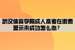 武漢體育學(xué)院成人高考在繳費顯示未成功怎么辦？