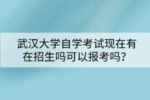 武漢大學(xué)自學(xué)考試現(xiàn)在有在招生嗎可以報(bào)考嗎？