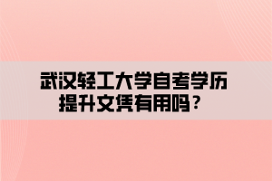 武漢輕工大學(xué)自考學(xué)歷提升文憑有用嗎？