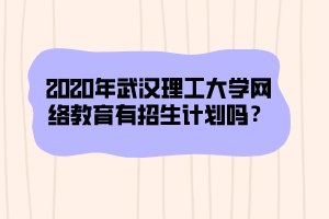 2020年武漢理工大學(xué)網(wǎng)絡(luò)教育有招生計(jì)劃嗎？