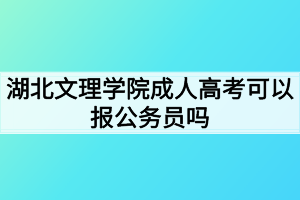 湖北文理學(xué)院成人高考可以報(bào)公務(wù)員嗎？