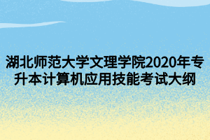 湖北師范大學(xué)文理學(xué)院2020年專升本計算機應(yīng)用技能考試大綱