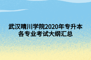 武漢晴川學院2020年專升本各專業(yè)考試大綱匯總