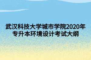 武漢科技大學(xué)城市學(xué)院2020年專升本環(huán)境設(shè)計考試大綱