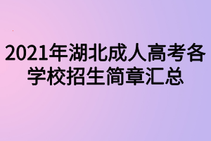 2021年湖北成人高考各學校招生簡章匯總