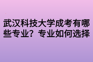 武漢科技大學(xué)成考有哪些專業(yè)？專業(yè)如何選擇