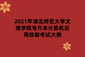 2021年湖北師范大學(xué)文理學(xué)院專升本計算機(jī)應(yīng)用技能考試大綱