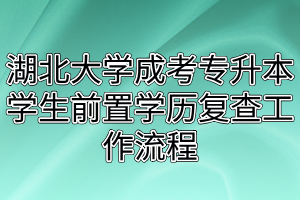 湖北大學成考專升本學生前置學歷復查工作流程