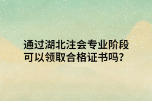 通過湖北注會(huì)專業(yè)階段可以領(lǐng)取合格證書嗎？