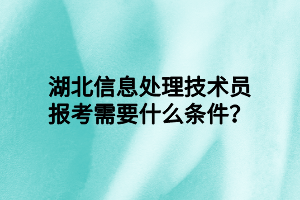 湖北信息處理技術(shù)員報考需要什么條件？