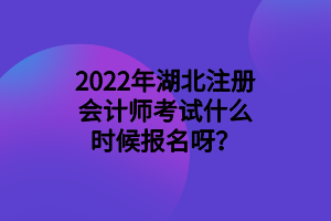 2022年湖北注冊會計(jì)師考試什么時(shí)候報(bào)名呀？