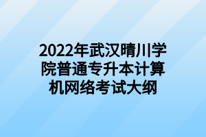 2022年武漢晴川學(xué)院普通專升本計算機網(wǎng)絡(luò)考試大綱