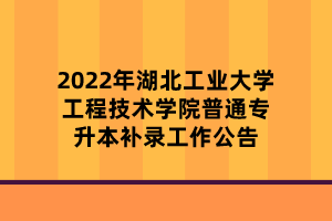 2022年湖北工業(yè)大學工程技術學院普通專升本補錄工作公告