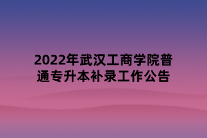 2022年武漢工商學(xué)院普通專(zhuān)升本補(bǔ)錄工作公告