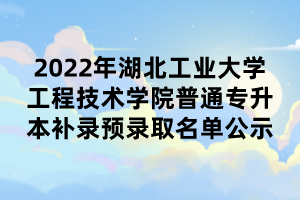 2022年湖北工業(yè)大學(xué)工程技術(shù)學(xué)院普通專(zhuān)升本補(bǔ)錄預(yù)錄取名單公示